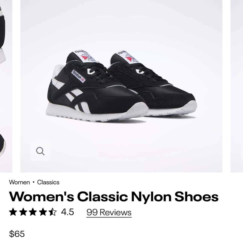 Reebok Women's Black and White Nylon Sneakers
